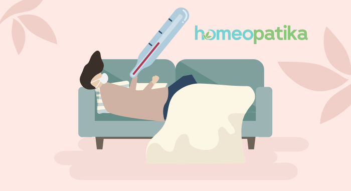  nemocný člověk v posteli s horečkou