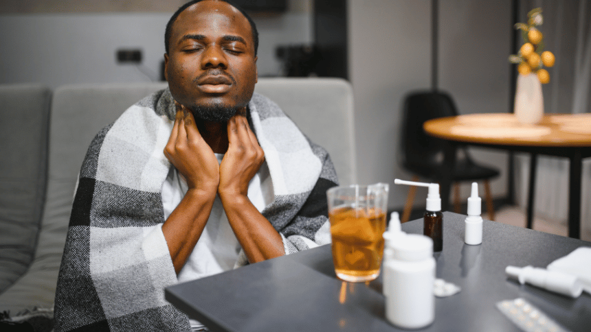 Silná bolest v krku.