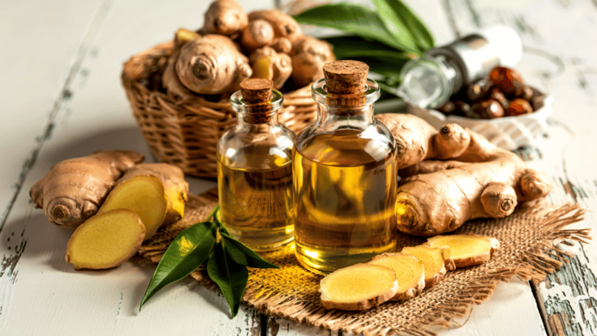 Strouhaný, krájený a lisovaný zázvor.