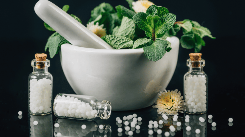 Homeopatika u hmoždíře.