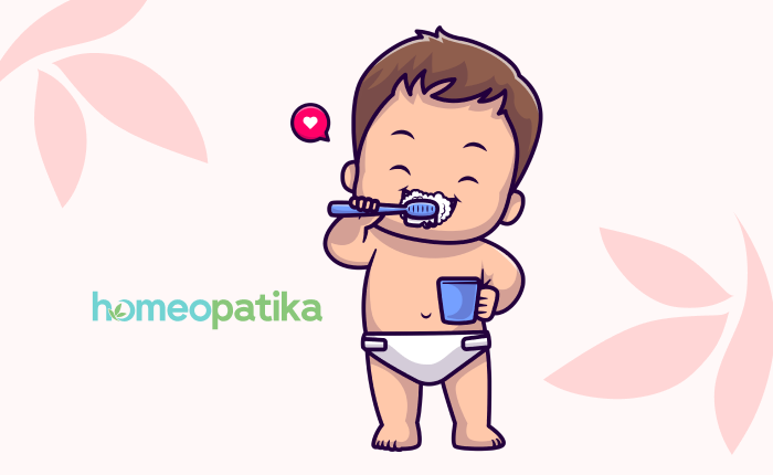 dítě čistící si zuby