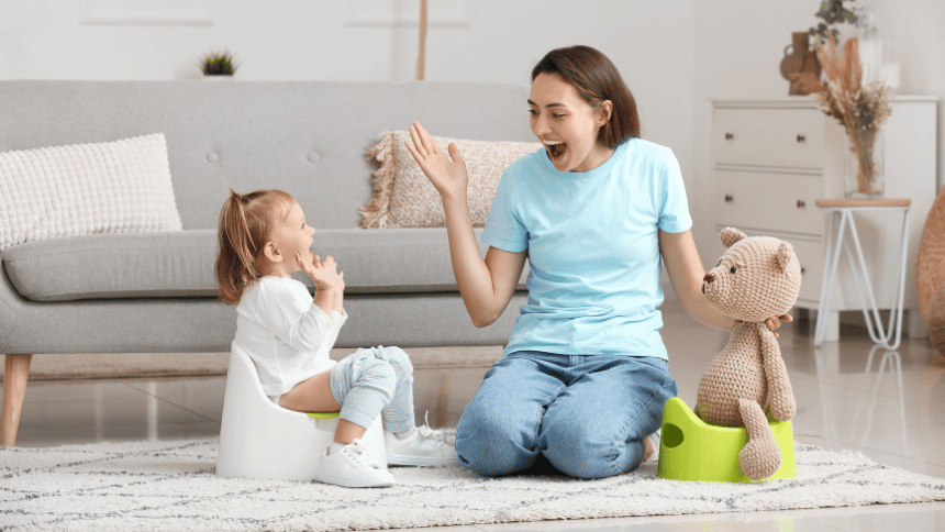 Pozitivní přístup rodiče k učení na nočník.